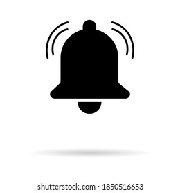 Icono de alerta de campanilla aislado en fondo blanco, símbolo de ilustración del vector de alarma negro, señal de la red de anillo