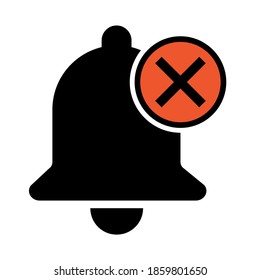 Bell Alert Icon Isolated On White Background, Black Alarm Vector Illustration Symbol, Ring Web Signal