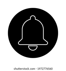 Bell alert icon isolated on white background, black alarm vector illustration symbol, ring web signal .