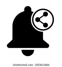 Bell alert icon isolated on white background, black alarm vector illustration symbol, ring web signal .