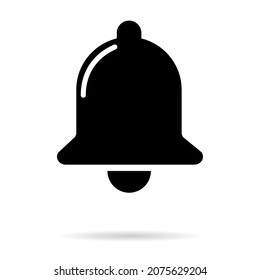 Icono de alerta de campanilla aislado en fondo blanco, símbolo de ilustración vectorial de alarma negra, señal web de anillo .
