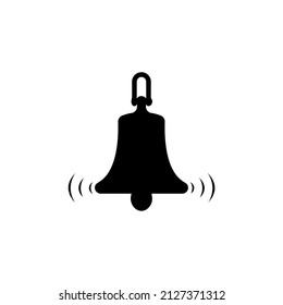 Icono de alerta de campanilla aislado en fondo blanco, símbolo de ilustración del vector de alarma negro, señal de la red de anillo