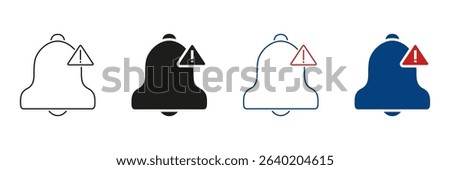 Bell With Alert Icon Line And Solid Icon Set. Notification And Warning Alert Symbol Collection. Reminder And Attention Signal Graphic. Isolated Vector Illustration.
