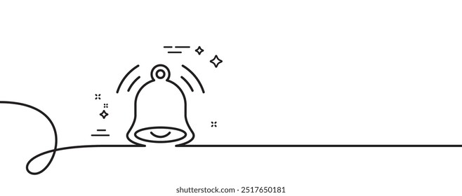 Bell alert line icon. Continuous one line with curl. Message notification sign. Alarm notice symbol. Bell alert single outline ribbon. Loop curve pattern. Vector