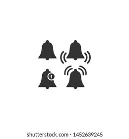 Bell alert notification simple black vector icon. Bell ring glyph icon set.