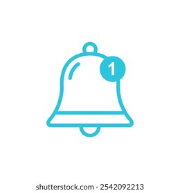 Alerta Bell, ícone Notificação de mensagem rápida, Isolado no fundo branco. 