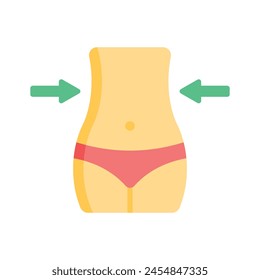 Bell with arrow, concept icon of slim down, slim waist, weight loss, slim body vector design