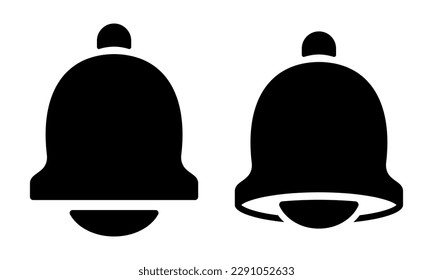 Bell. Black bell icon for subscriber notifications. Incoming message. Vector clipart isolated on white background.	