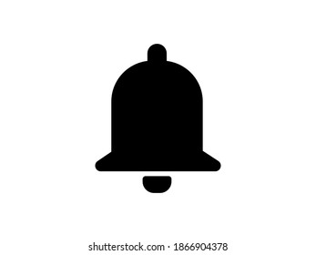 Bell black icon. Web call reminder with simple melody retro call to church and meeting with danger warning classic musical decoration with gentle ringing sound in vector christmas.