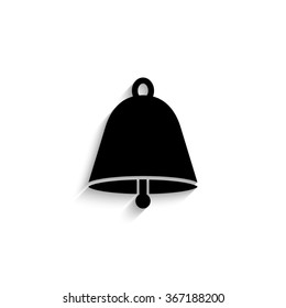 Bell - black vector  icon with shadow