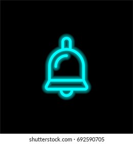 Bell blue glowing neon ui ux icon. Glowing sign logo vector