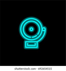 Bell blue glowing neon ui ux icon. Glowing sign logo vector