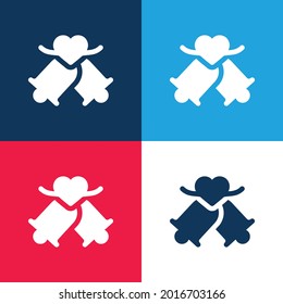 Bell azul y rojo cuatro colores mínimo conjunto de iconos