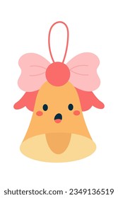 Bell With Bow Character Vector Illustration