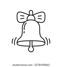 Bell with a bow icon. High quality black vector illustration.