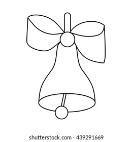 Bell with bow icon, outline style