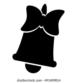 Bell with bow icon in simple style isolated on white background. Ring symbol vector illustration