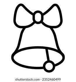 Bell with bow line icon, school concept, school bell sign on white background, knowledge day holiday icon in outline style mobile concept web design. Vector graphics.