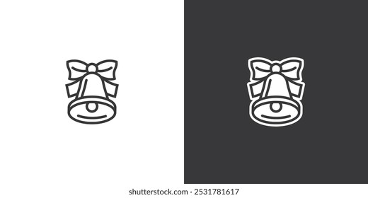 Bell with a bow on a white and black background. Original vector illustration in vintage style. Hand drawn, not AI