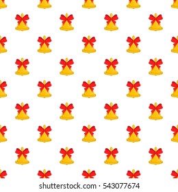Bell with bow pattern. Cartoon illustration of bell with bow vector pattern for web