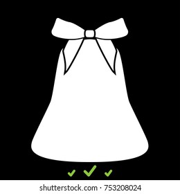 Bell with bow ribbon white icon .