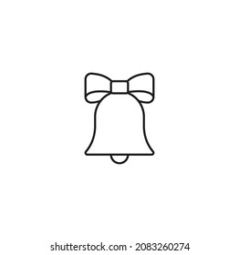 Bell with bow simple thin line icon vector illustration