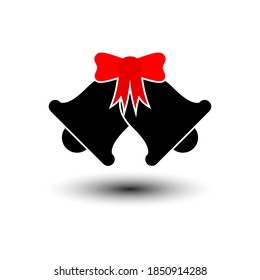 Bell with bow solid icon, Christmas concept, Christmas bells sign on white background, Holiday Bell icon in glyph style for mobile concept and web design. Vector illustration. EPS10