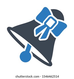 Bell and bow vector icon 