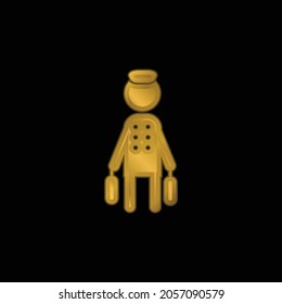 Bell Boy With Baggage Gold Plated Metalic Icon Or Logo Vector