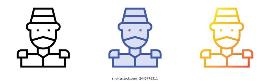 bell boy icon. Linear, Blue Fill and Gradient Style Design Isolated On White Background