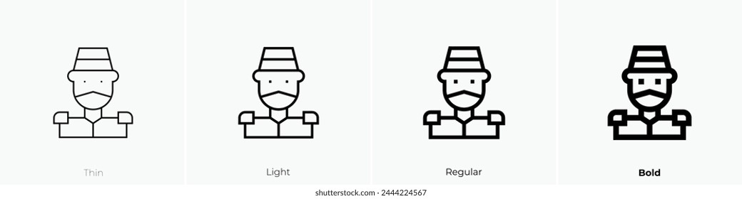 bell boy icon. Thin, Light Regular And Bold style design isolated on white background