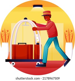 Bell Boy At Work Vector Illustrator