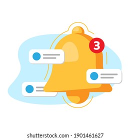 bell and bubble notification, enable push notifications concept illustration flat design vector eps10. simple and modern style graphic element for landing page, empty state ui, infographic, etc