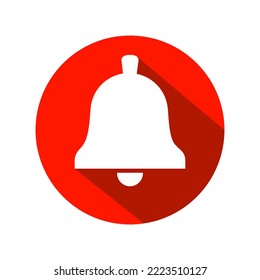 Bell button icon. Notification bell in a red circle. Template bell web symbol app, ui, logo. Vector design	