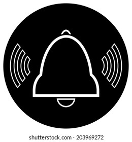 Bell button on white background. Vector illustration.
