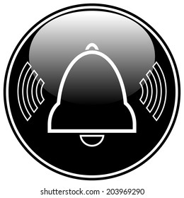 Bell button on white background. Vector illustration.