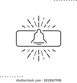 Bell button for submitting, subscribe vector icon in outline