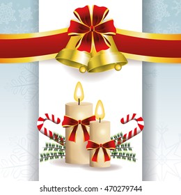 bell candle ribbon merry christmas celebration icon. Colorful design. Vector illustration