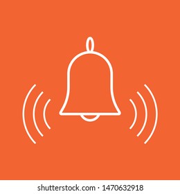 Bell, caution, thin lines web and social media icon, stock vector illustration, EPS10.