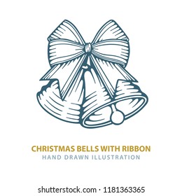 Bell. Christmas Bells with ribbons.
Christmas bells hand drawn vector illustration.
Christmas decoration sketch drawing.