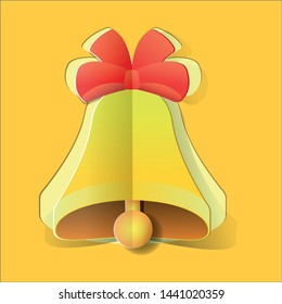 Bell. Christmas decor or element for school design. Paper school bell. flat Vector icon 