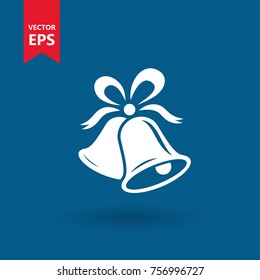 Bell. Navidad, feliz símbolo del año nuevo. Icono vectorial aislado, signo, emblema, pictograma. Estilo plano para diseño gráfico y web, logotipo. Eps10