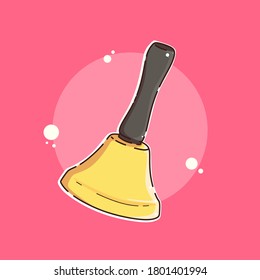 Bell Christmas Yellow With Brown Handling Illustration, Flat Cartoon Style Suitable for Web Landing Page, Banner, Flyer, Sticker, Card