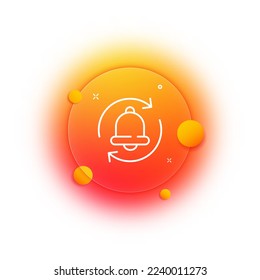 Bell with circular arrows line icon. Message, notification, communication, send, receive mail, email, chat. Business concept. Glassmorphism style. Vector line icon for Business and Advertising