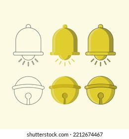 Bell clipart vector illustration, flat bell icon with line art and coloring.