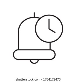 icono de timbre y reloj sobre fondo blanco, estilo de línea, ilustración vectorial