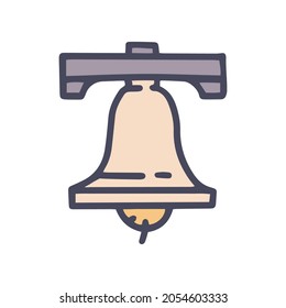 color de la campana vectorial doodle diseño de icono sencillo