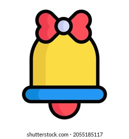 bell colored line icon, Merry Christmas and Happy New Year icons for web and mobile design