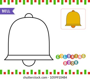 Bell coloring book page line art for kids