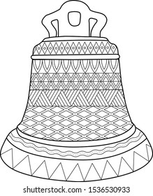 Página de coloración de la campana para pintar ilustraciones vectoriales para niños y adultos
